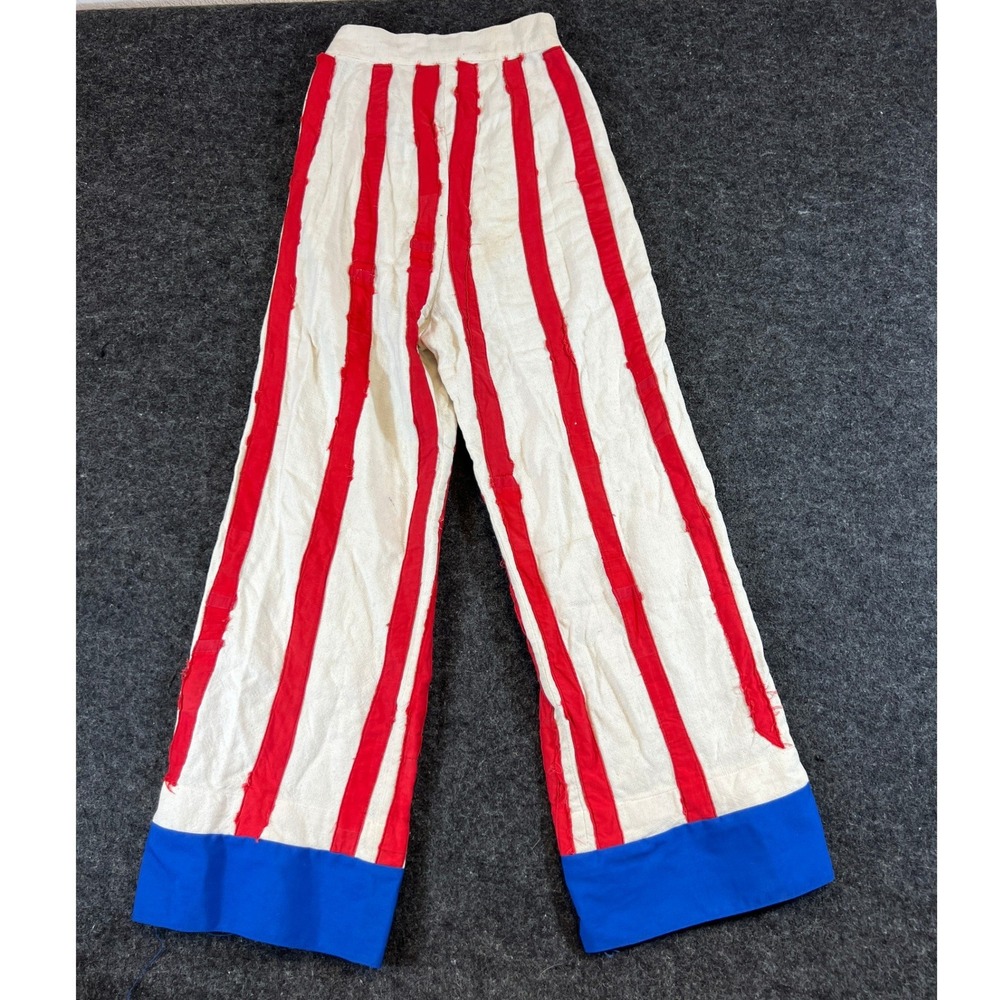 Vintage 40s Circus Pants Mens XS Striped Uncle Sam Folk Art Depression Era Rayon